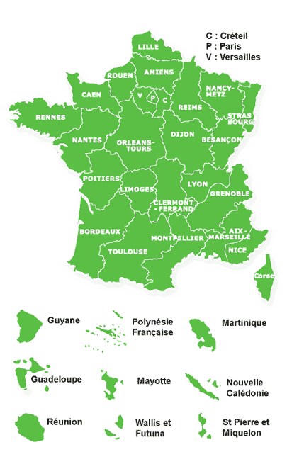 Carte des acadmies